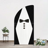Lofaris Boss Suit Black White Happy Birthday Half Moon Arch Backdrop